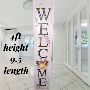 Floral Welcome Sign with Butterfly Design